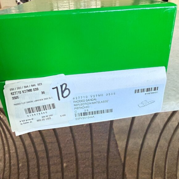 BOTTEGA VENETA Quilted Leather Padded Flat Slide Sandals - Reflection Pistachio - Picture 12 of 13